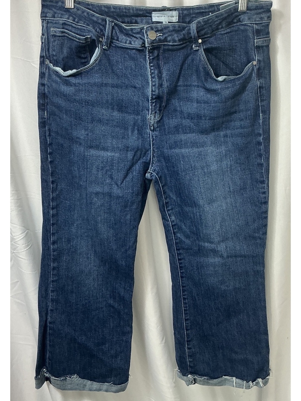 Risen Jeans Women’s 3XL 22 Distressed Raw Hem Cropped Stretch Jeans Curvy plus